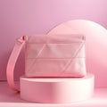 Elegant pastel pink quilted shoulder bag on a monochrome background with minimalist style.