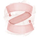 Elegant pastel pink ribbon - decorative element for lettering or type. Three words composition. Text space.