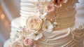 Elegant pastel rose wedding cake. AI generated Royalty Free Stock Photo