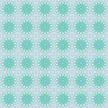 Elegant pastel turquoise green retro flake background with oriental repeating shapes, crosses, diamonds