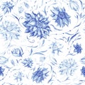 Elegant Pattern with Indigo Flowers