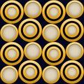 Elegant  Pattern, Striking Gold Rings with Beige and Dark Blue Beckground Royalty Free Stock Photo