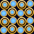 Elegant  Pattern, Striking Gold Rings with Blue and Dark Blue Beckground Royalty Free Stock Photo