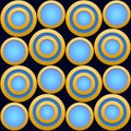 Elegant  Pattern, Striking Gold Rings with Blue and Dark Blue Beckground Royalty Free Stock Photo