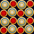 Elegant  Pattern, Striking Gold Rings with Red,Blue, Beige and Dark Blue Beckground Royalty Free Stock Photo
