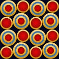 Elegant  Pattern, Striking Gold Rings with Red, Blue and Dark Blue Beckground Royalty Free Stock Photo