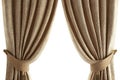 Elegant patterned drapery hung with decorative tiebacks displayed indoors Royalty Free Stock Photo