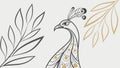 Elegant Peacock with Decorative Floral and Leaf Elements, vector design Generative AI Royalty Free Stock Photo