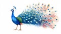 Elegant Peacock in Nature Watercolor Style Vector Illustration Royalty Free Stock Photo