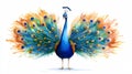Elegant Peacock in Nature Watercolor Style Vector Illustration Royalty Free Stock Photo