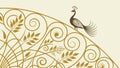 Elegant Peacock with Ornate Scrollwork, Decorative Bird Design, vector design Generative AI Royalty Free Stock Photo