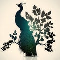 Elegant Peacock Silhouette on a Tree Royalty Free Stock Photo