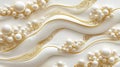 Elegant White and Gold Abstract Background with Pearls Royalty Free Stock Photo