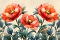 Elegant Peonies in Watercolor Serenity. Concept Watercolor Art, Floral Painting, Elegant Peonies,