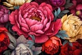 Elegant Peony Floral Pattern Retro Flowers Textile Print Vintage Wallpaper Fashion Garden Style Clothing Cottagecore Design