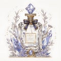 Elegant Perfume Bottle with Diamonds and Flower Bouquet