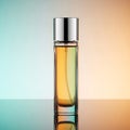 Elegant Perfume Bottle on Reflective Surface with Gradient Background Showcasing Luxury and Sophistication in a Minimalist Style Royalty Free Stock Photo
