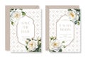 Elegant Persian Mosaic Arch Islamic Arabian Islamic Muslim Wedding Invitation template with watercolor roses. Royalty Free Stock Photo