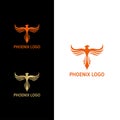 Elegant Phoenix Fly Up with Line Wing Logo