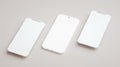 Elegant phone mockup and two screens floating in 3D rendering. App interface, ux ui, and web design presentation concept Royalty Free Stock Photo
