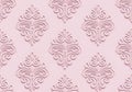 Elegant pink damask pattern with raised embossed texture Royalty Free Stock Photo