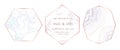 Elegant pink golden marble simple vector frames