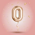 Elegant Pink Greeting celebration number 0 zero promo number 0 foil gold balloon. Sale banner, zero percent credit