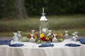 Elegant place setting for outdoor dinner Royalty Free Stock Photo