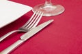 Elegant place setting on red Royalty Free Stock Photo