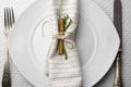 Elegant place setting white and gold Royalty Free Stock Photo