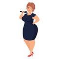 Elegant plus size woman singing karaoke Royalty Free Stock Photo