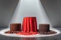 Elegant podiums with layered fabrics under dramatic lighting Royalty Free Stock Photo