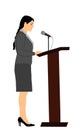 Elegant politician woman opening meeting election campaign vector isolated on white. Ceremony vote event. Public speaker standing