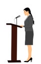 Elegant politician woman opening meeting election campaign vector isolated on white. Ceremony vote event. Public speaker standing