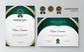 Elegant and professional green and gold award certificate template. Modern simple certificate with gold badge and border vector Royalty Free Stock Photo