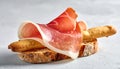 Elegant Prosciutto and Breadstick Appetizer Royalty Free Stock Photo