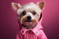 Elegant purebred Maltese dog seated on white couch in a contemporary, well-lit interior. Close up of a Pedigree cutie Royalty Free Stock Photo