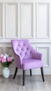 elegant purple armchair in modern interior