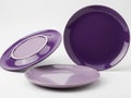 Elegant purple ceramic dinnerware set on white background Royalty Free Stock Photo