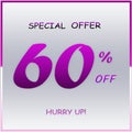 Modern Special Offer Discount Banner With 60% Off Hurry Up Design On Seasonal White Winter Background