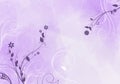 Elegant purple and white background with swirls and little leaves and space for your text. Spring illustration Royalty Free Stock Photo