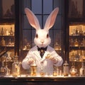 Elegant Rabbit Chemist in Boutique Royalty Free Stock Photo