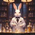 Elegant Rabbit Mixologist in Laboratory Royalty Free Stock Photo