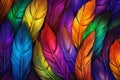 Elegant Rainbow feathers pattern. Generate Ai Royalty Free Stock Photo