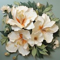 Elegant Realism: Hand-painted Paper Art Bouquet With Delicate Tropical Symbolism