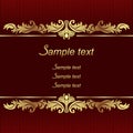 Elegant red Background with golden Borders Royalty Free Stock Photo