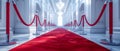 Elegant Red Carpet Passage Prepared for a Grand Event. Concept Red Carpet Event, Glamorous Decor,