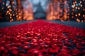 Elegant Red Carpet Soiree: Velvet Hues & Shimmering Lights. Concept Red Carpet Event, Velvet Decor, Shimmering Lights, Elegant