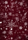 Elegant red Christmas background with snowflakes Royalty Free Stock Photo