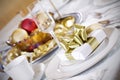 Elegant red and gold table decor Royalty Free Stock Photo